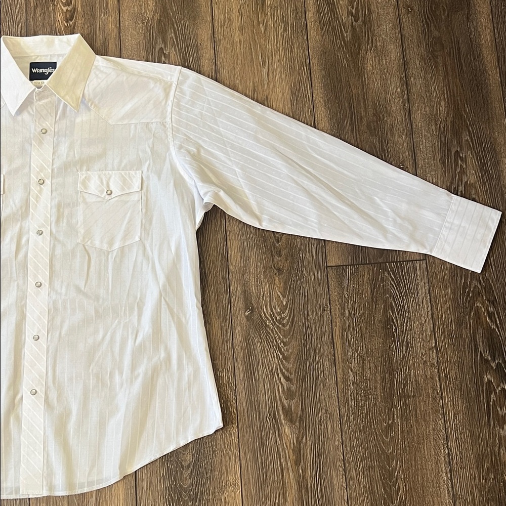 Vintage Wrangler Men's XL White Pearl Snap Button Down Western Shirt - Picture 3 of 13